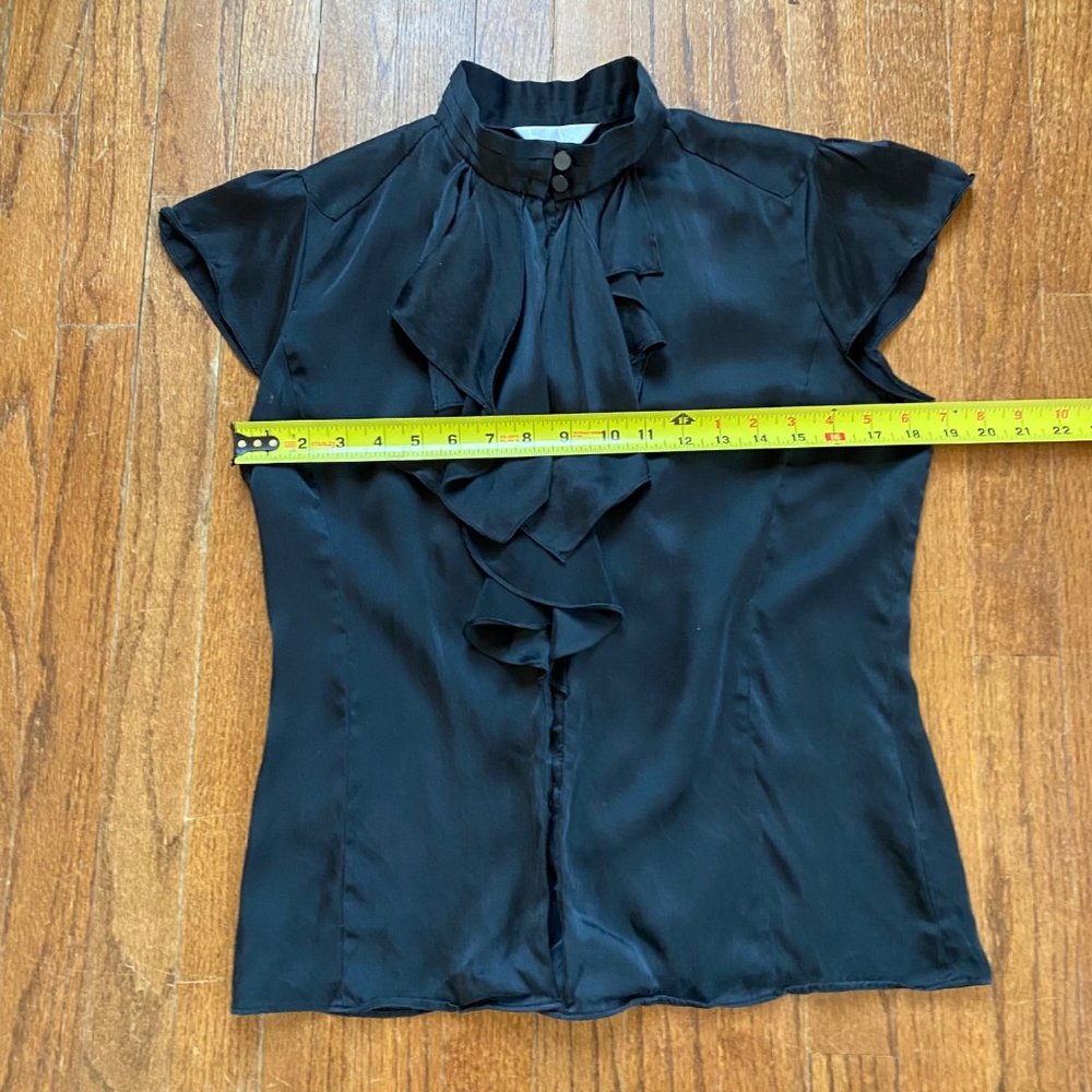 Zoa Blouse Ruffle Front Fitted Sexy Secretary Shirt Silk Career Career Sz Medium - Picture 6 of 12